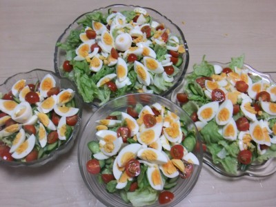 茹で卵と野菜のサラダ