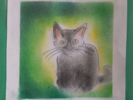 猫のパステルアート