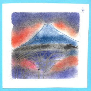 朝焼け、あるいは夕暮れの富士山と逆さ富士